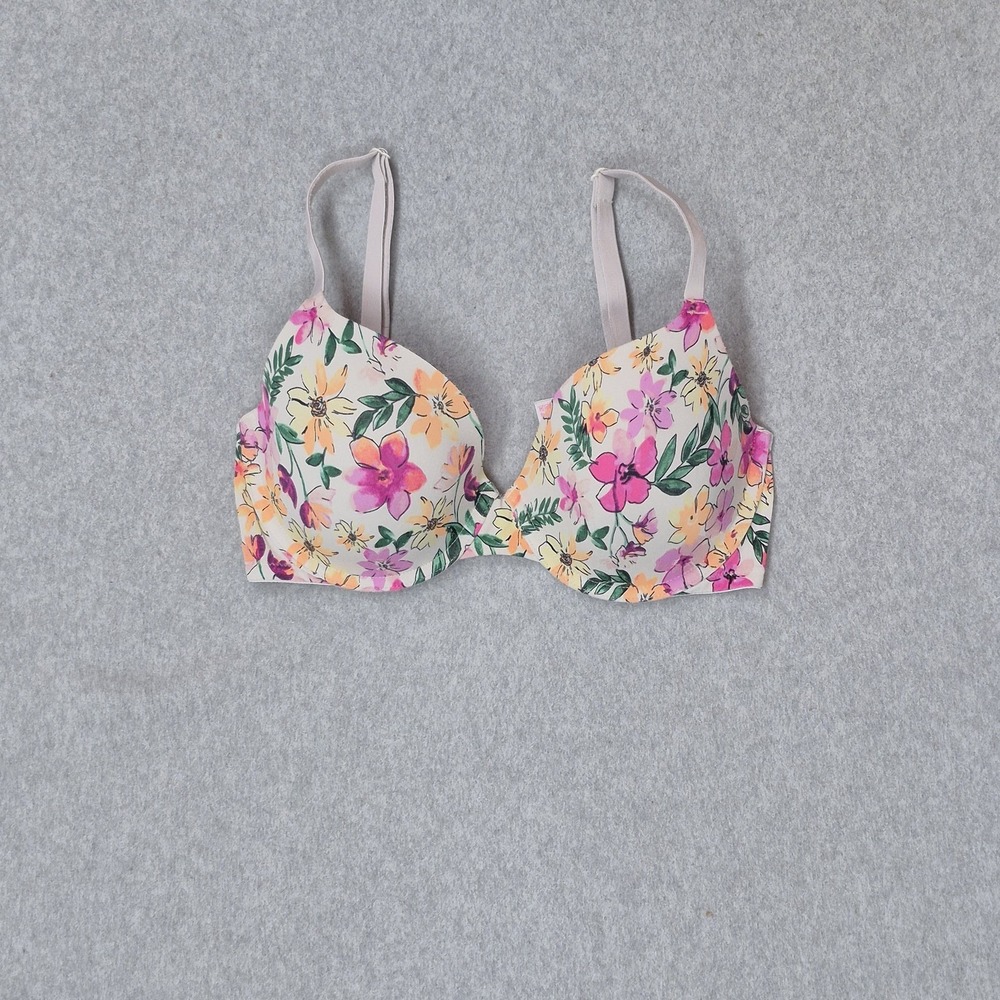 PINK Victoria's Secret Women Bra 32DD Pink Floral Artsy T Shirt Underwired